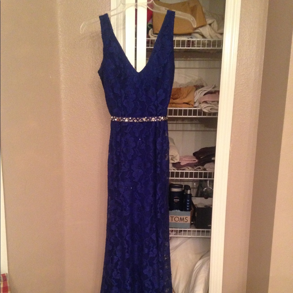 Blue Lace Prom Gown